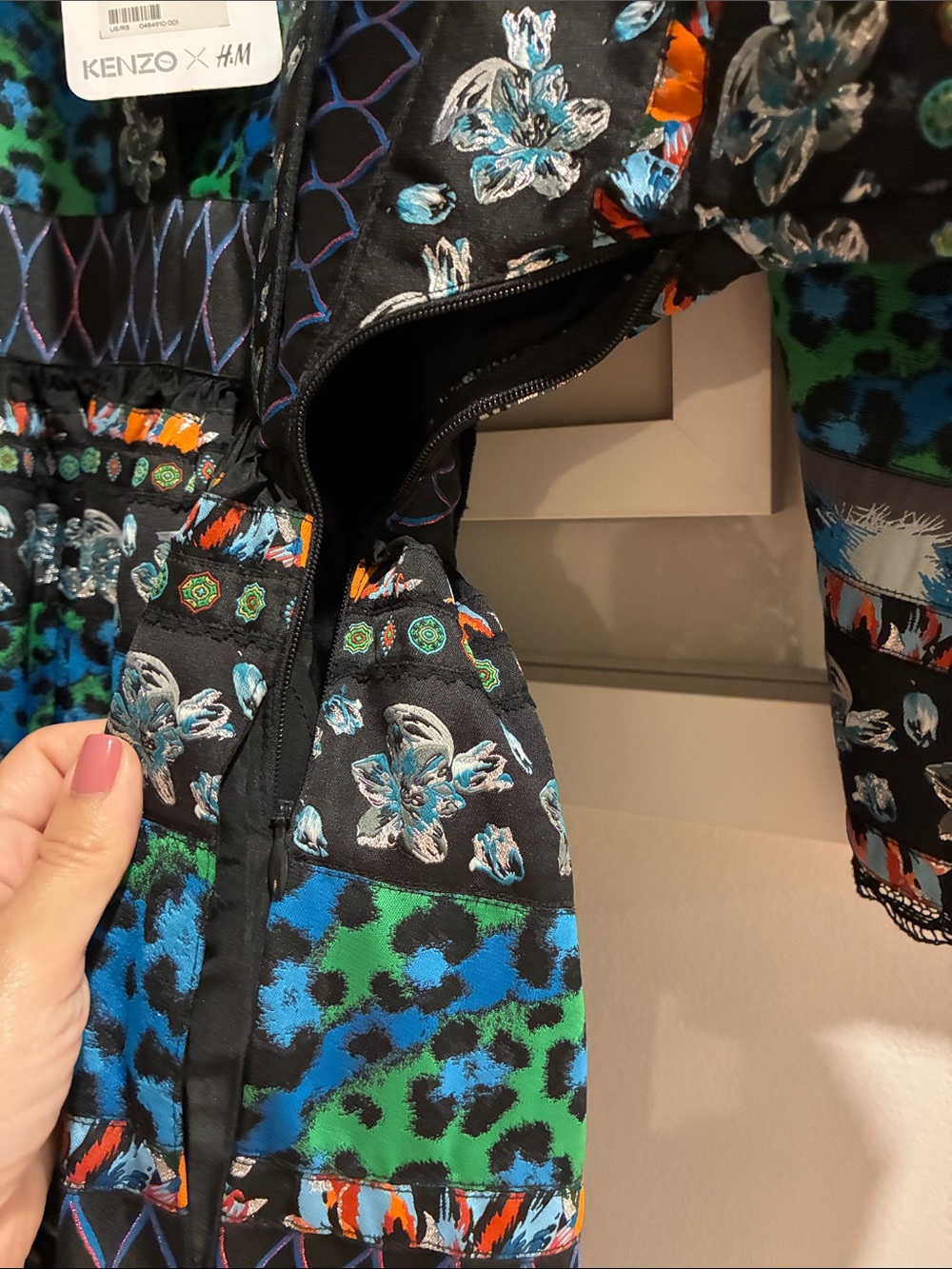 Kenzo for H&M Black Dress with Blue and Green Pattern - Picture 3 of 3